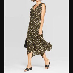 Who What Wear Tulip Ruffle Midi Dress Sz S